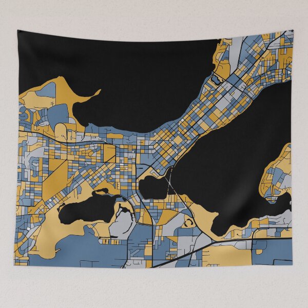 Item preview, Madison Map Pattern in Blue & Gold designed and sold by PatternMaps.