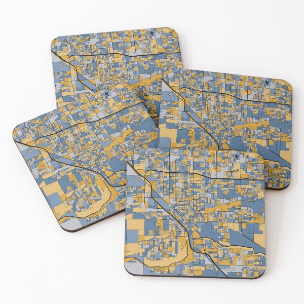 Item preview, Modesto Map Pattern in Blue & Gold designed and sold by PatternMaps.