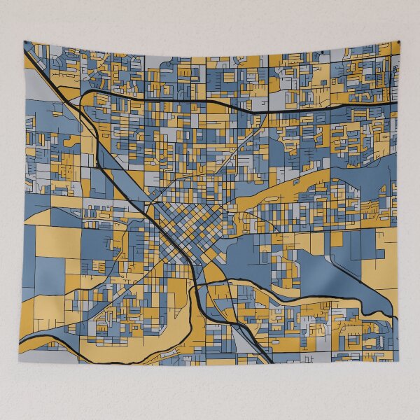 Item preview, Modesto Map Pattern in Blue & Gold designed and sold by PatternMaps.