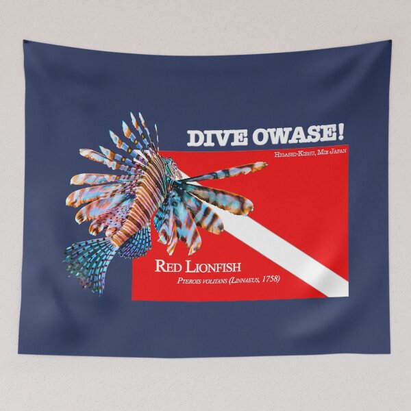 Item preview, Red Lionfish and Diving flag designed and sold by tank200bar.