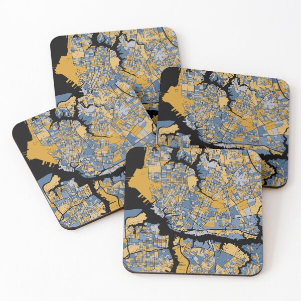 Item preview, Norfolk Map Pattern in Blue & Gold designed and sold by PatternMaps.