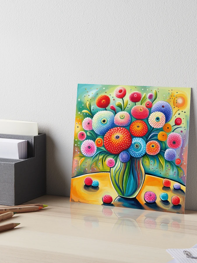 Cute Whimsical Abstract Flowers Still Life Floral Painting  Art Board  Print for Sale by Vicky Brago-Mitchell®