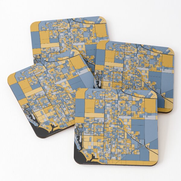 Item preview, Oxnard Map Pattern in Blue & Gold designed and sold by PatternMaps.