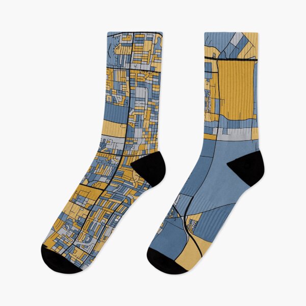 Artikelvorschau, Oxnard-Kartenmuster in Blau und Gold entworfen und verkauft von PatternMaps.