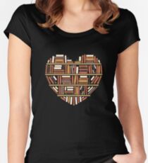 I Herz Bücher Tailliertes Rundhals-Shirt