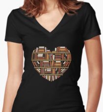 I Heart Books Women's Fitted V-Neck T-Shirt
