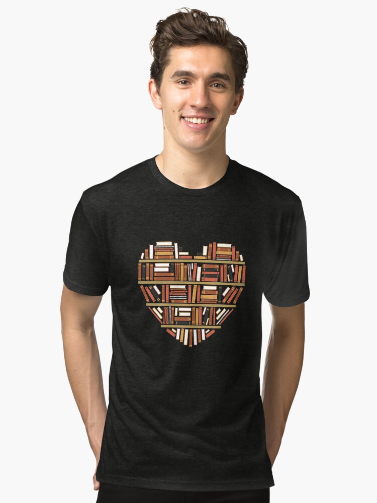 Thumbnail 1 of 7, Tri-blend T-Shirt, I Heart Books designed and sold by renduh.