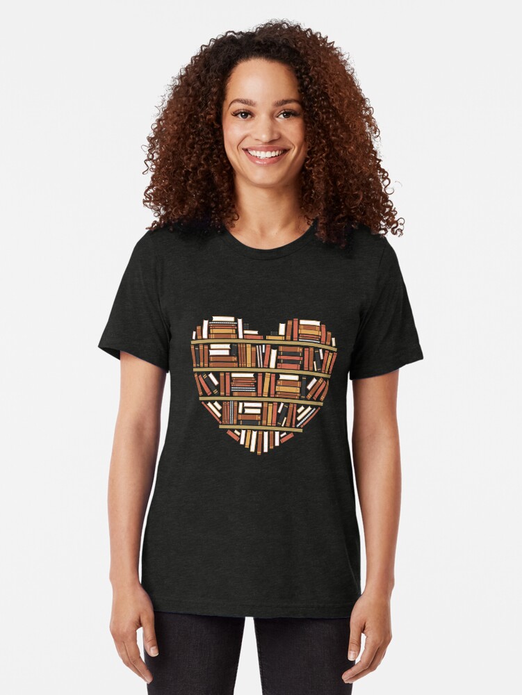 Thumbnail 2 of 7, Tri-blend T-Shirt, I Heart Books designed and sold by renduh.