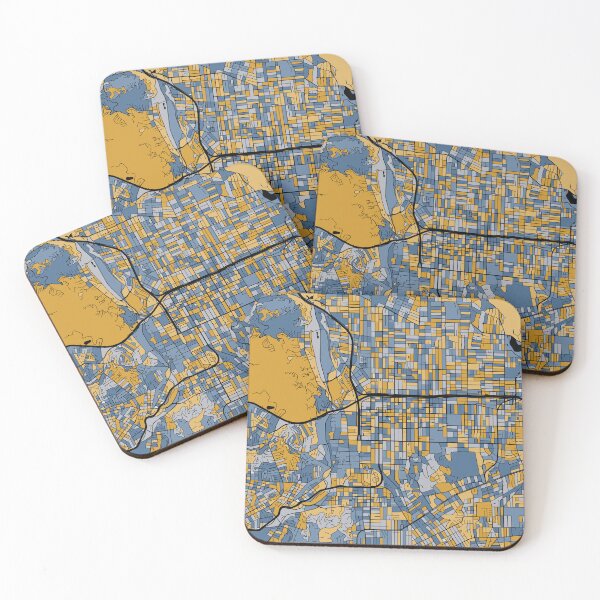 Item preview, Pasadena Map Pattern in Blue & Gold designed and sold by PatternMaps.