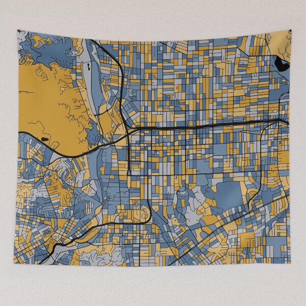 Item preview, Pasadena Map Pattern in Blue & Gold designed and sold by PatternMaps.