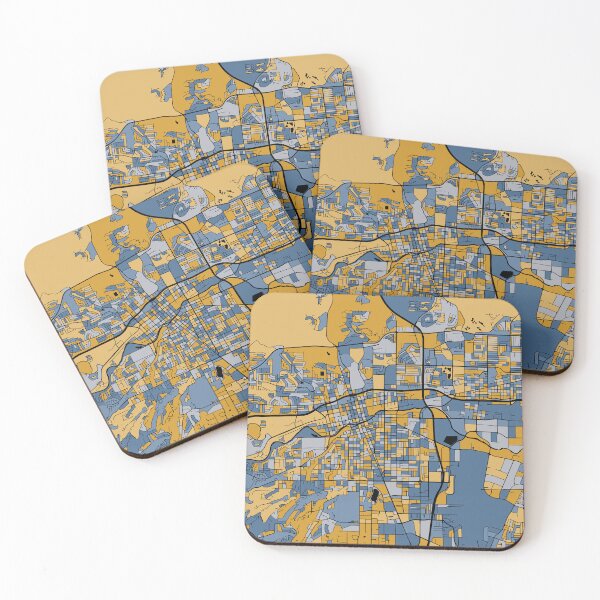 Item preview, Reno Map Pattern in Blue & Gold designed and sold by PatternMaps.
