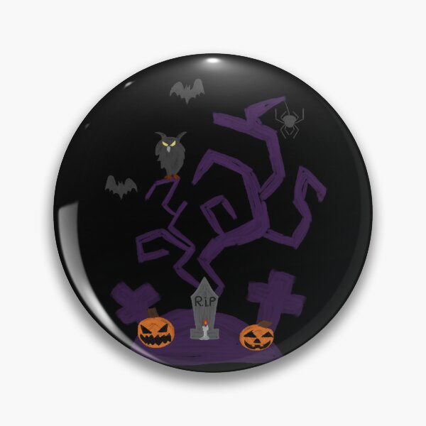 Item preview, finger painted creepy halloween tree owl bats and graveyard aint it spooky?! designed and sold by Soulfate.