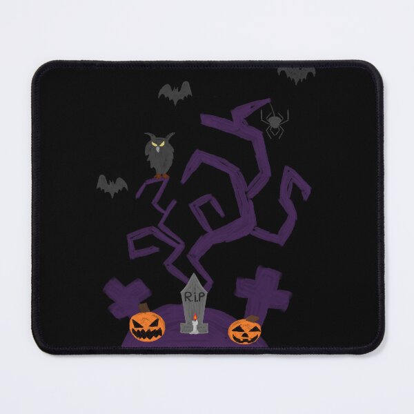 Item preview, finger painted creepy halloween tree owl bats and graveyard aint it spooky?! designed and sold by Soulfate.