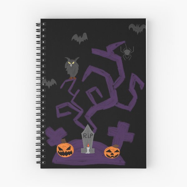 Item preview, finger painted creepy halloween tree owl bats and graveyard aint it spooky?! designed and sold by Soulfate.