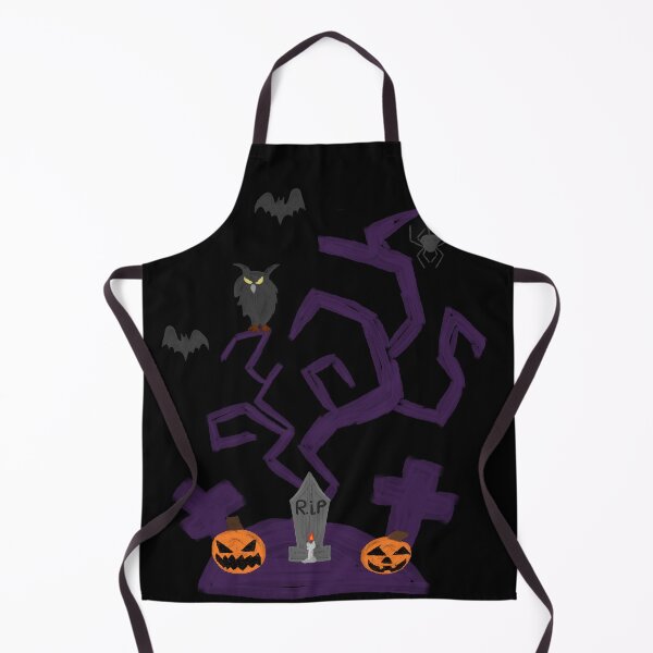 Item preview, finger painted creepy halloween tree owl bats and graveyard aint it spooky?! designed and sold by Soulfate.