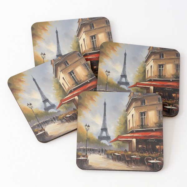 Item preview, Paris painting of street café and Eiffel Tower in background design designed and sold by JackFreestone.