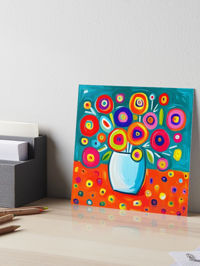 Cute Whimsical Abstract Flowers Still Life Floral Painting  Art Board  Print for Sale by Vicky Brago-Mitchell®