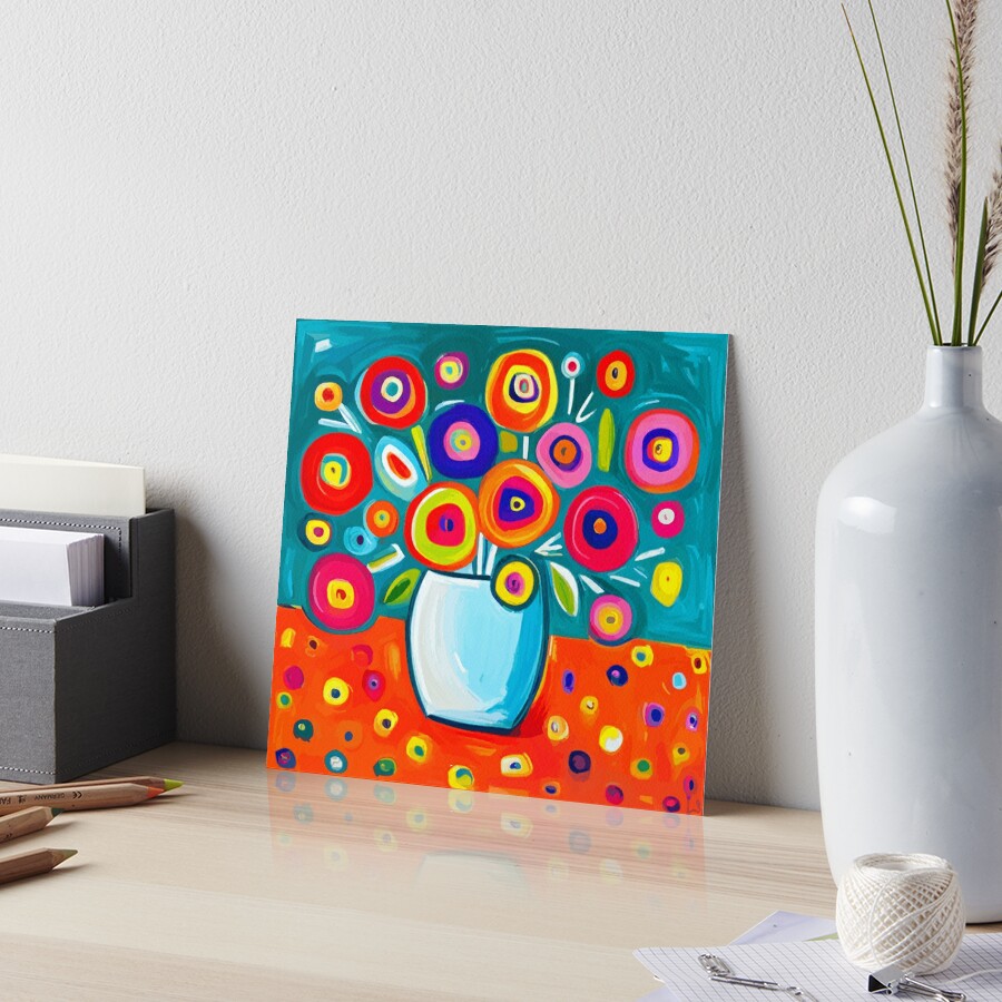 Cute Whimsical Abstract Flowers Still Life Floral Painting  Art Board  Print for Sale by Vicky Brago-Mitchell®