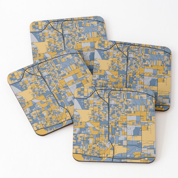 Item preview, Patrón de mapa de San Bernardino en azul y dorado designed and sold by PatternMaps.