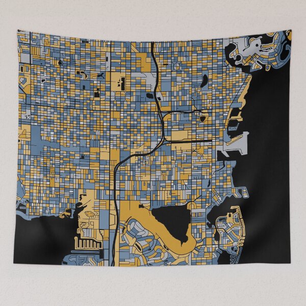 Item preview, St. Petersburg Map Pattern in Blue & Gold designed and sold by PatternMaps.