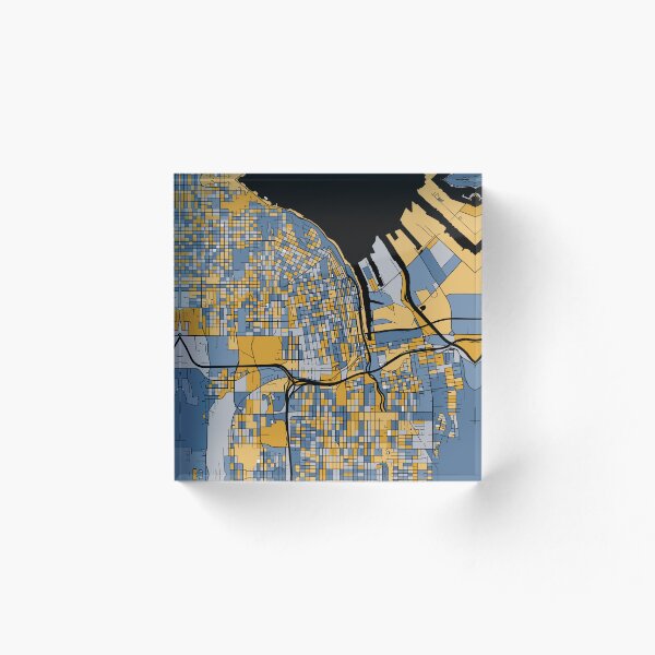 Item preview, Tacoma Map Pattern in Blue & Gold designed and sold by PatternMaps.