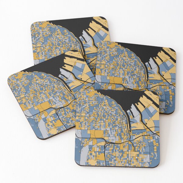 Item preview, Tacoma Map Pattern in Blue & Gold designed and sold by PatternMaps.