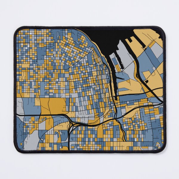 Item preview, Tacoma Map Pattern in Blue & Gold designed and sold by PatternMaps.