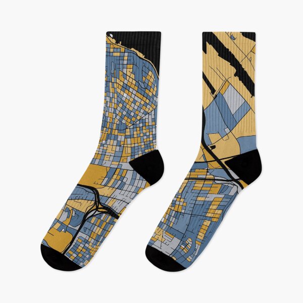 Artikelvorschau, Tacoma-Kartenmuster in Blau und Gold entworfen und verkauft von PatternMaps.