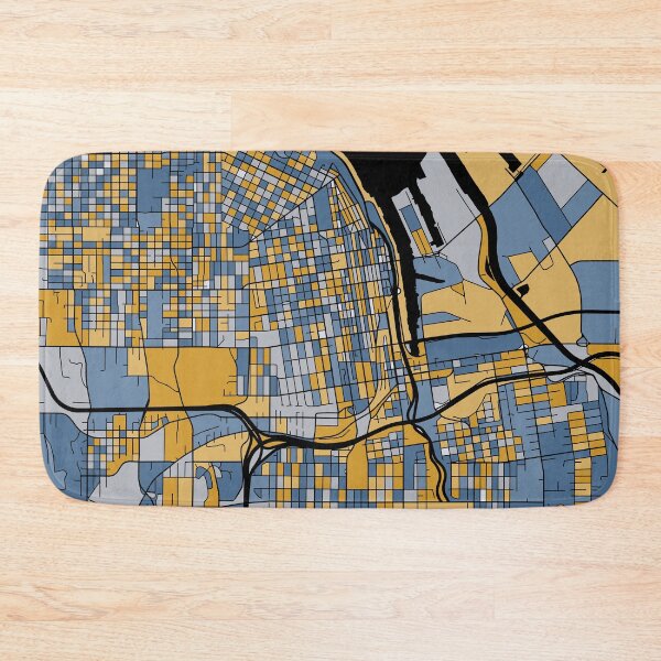 Item preview, Tacoma Map Pattern in Blue & Gold designed and sold by PatternMaps.