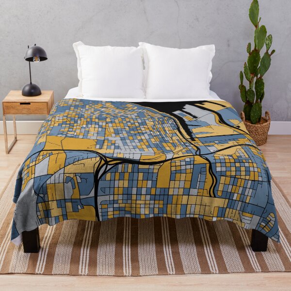 Item preview, Tacoma Map Pattern in Blue & Gold designed and sold by PatternMaps.