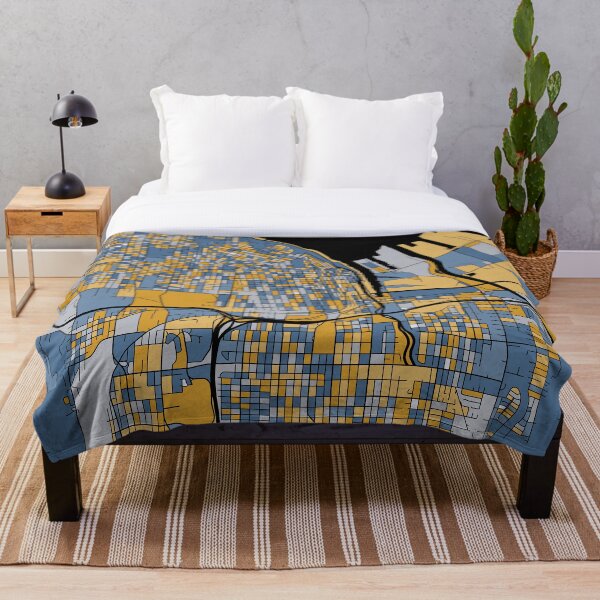 Item preview, Tacoma Map Pattern in Blue & Gold designed and sold by PatternMaps.