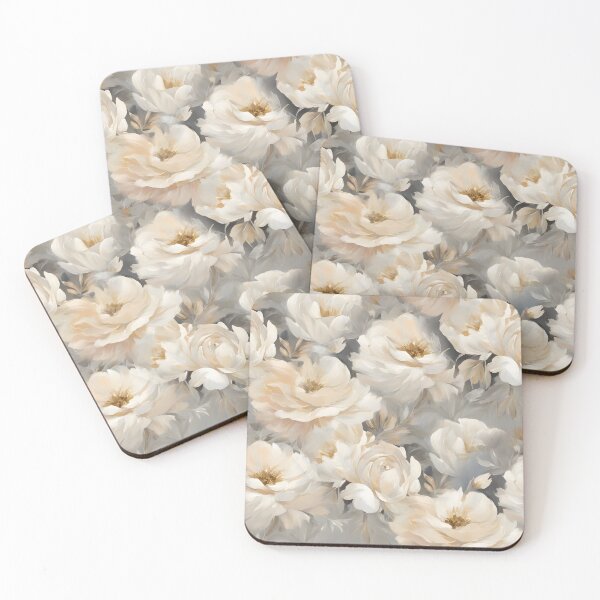 Item preview, Vintage Floral Pattern Ivory and Gray designed and sold by Cato99.