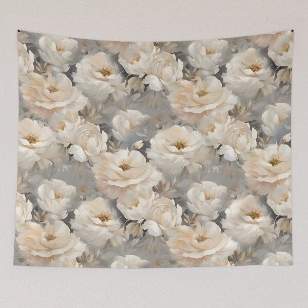 Item preview, Vintage Floral Pattern Ivory and Gray designed and sold by Cato99.