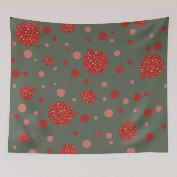 Item preview, Festive Red Balls on Green  designed and sold by PrintsByAnnJ.