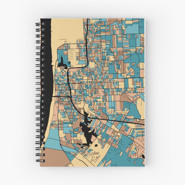 Aperçu de l'œuvre Modèle de carte de Baton Rouge en pastel du milieu du siècle créée et vendue par PatternMaps.