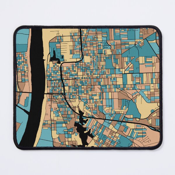 Item preview, Baton Rouge Map Pattern in Mid Century Pastel designed and sold by PatternMaps.
