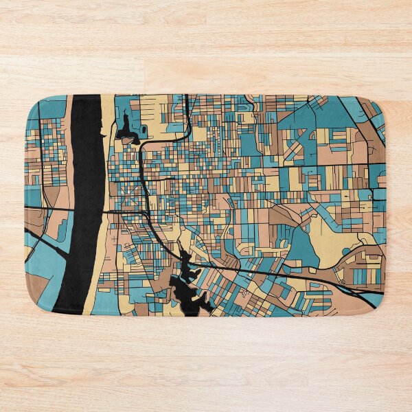 Item preview, Baton Rouge Map Pattern in Mid Century Pastel designed and sold by PatternMaps.