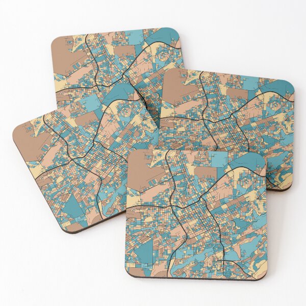 Item preview, Birmingham Map Pattern in Mid Century Pastel designed and sold by PatternMaps.