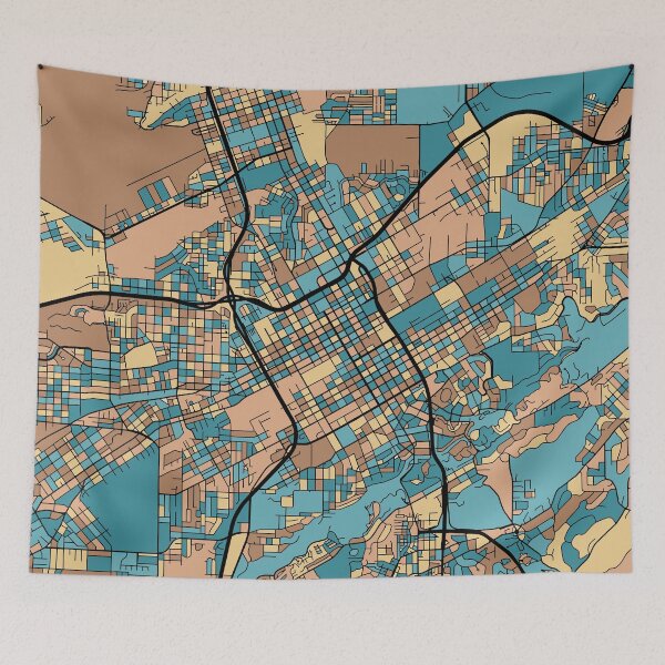 Item preview, Birmingham Map Pattern in Mid Century Pastel designed and sold by PatternMaps.
