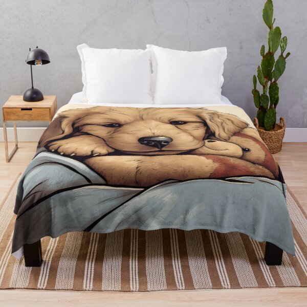 Item preview, Golden Retriever Cuddling Teddy Bear designed and sold by ARTficiallyAnon.