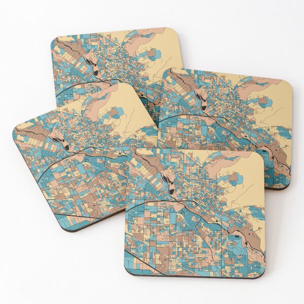 Item preview, Boise Map Pattern in Mid Century Pastel designed and sold by PatternMaps.
