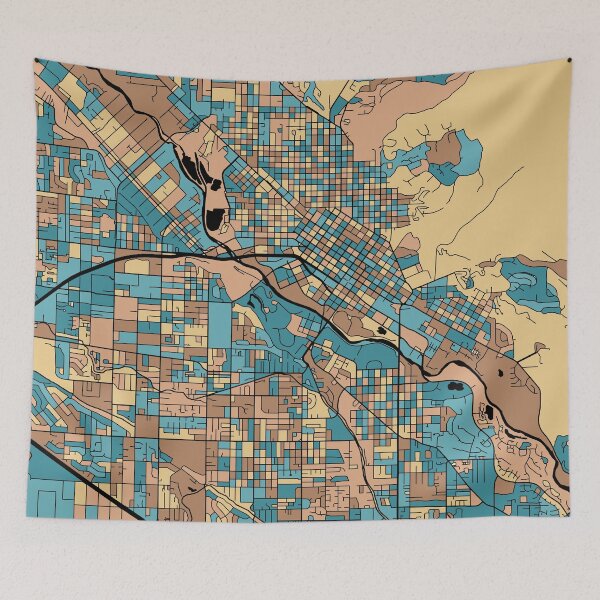 Item preview, Boise Map Pattern in Mid Century Pastel designed and sold by PatternMaps.