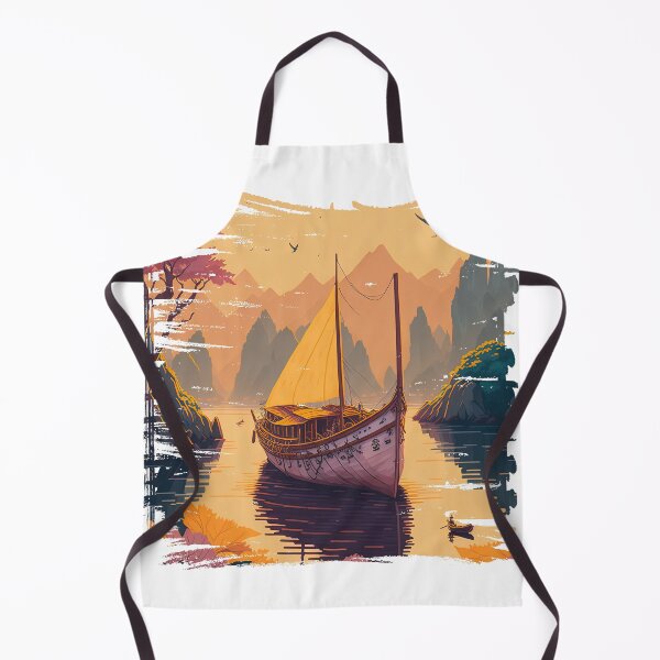 Item preview, Sailboat floats in the picturesque sea with small boats. designed and sold by Natcharee.