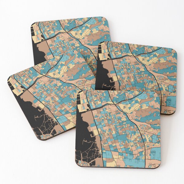 Item preview, Chula Vista Map Pattern in Mid Century Pastel designed and sold by PatternMaps.