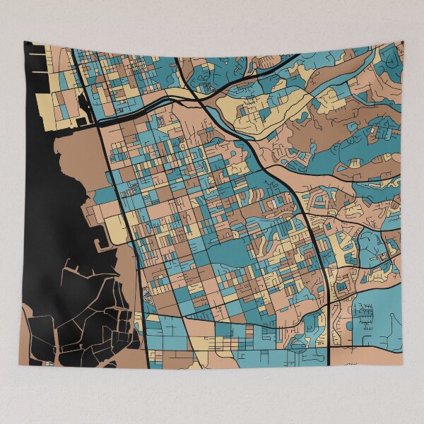 Item preview, Chula Vista Map Pattern in Mid Century Pastel designed and sold by PatternMaps.