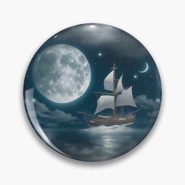 Item preview, Moonlit seascape, sailing ship, calm waters designed and sold by CoolPixels.