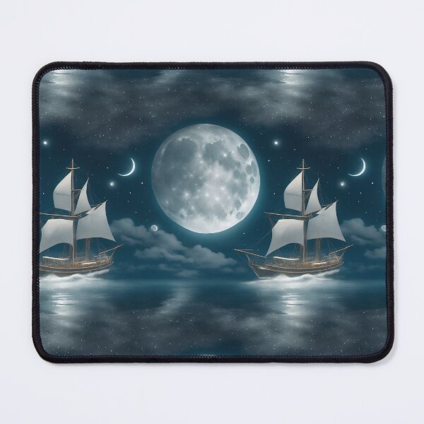 Item preview, Moonlit seascape, sailing ship, calm waters designed and sold by CoolPixels.