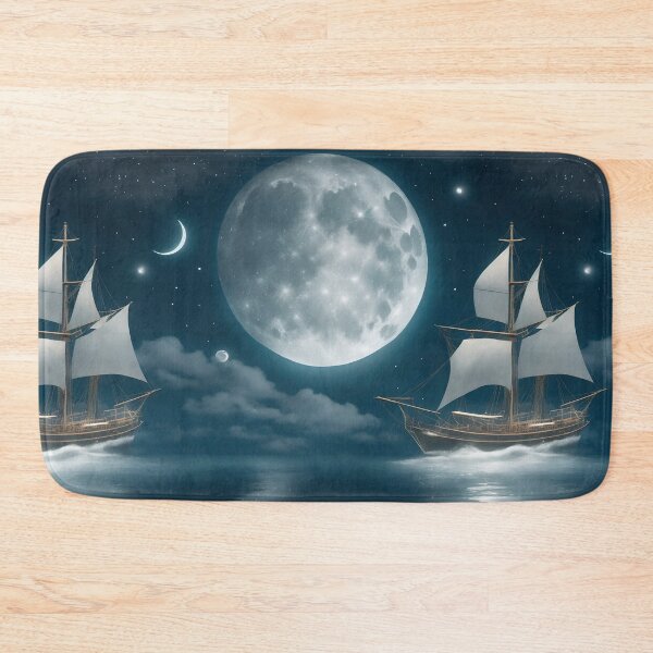 Item preview, Moonlit seascape, sailing ship, calm waters designed and sold by CoolPixels.
