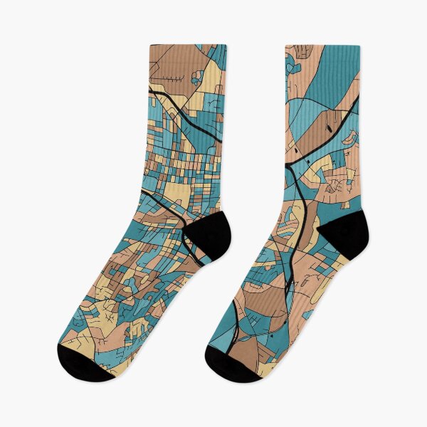 Item preview, Durham Map Pattern in Mid Century Pastel designed and sold by PatternMaps.