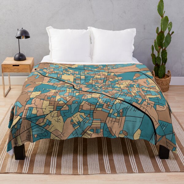 Item preview, Durham Map Pattern in Mid Century Pastel designed and sold by PatternMaps.